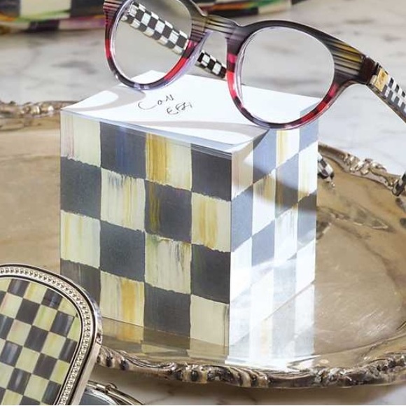 MacKenzie-Childs Courtly Check Sticky Note Pad Cube - NEW - Picture 2 of 6